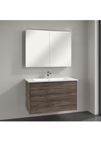 Villeroy & Boch Villeroy & Boch Finero Badm&ouml;bel Set 100 cm, Stone Oak Waschtisch mit Waschtischunterschrank und Spiegelschrank