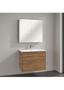 Villeroy & Boch Villeroy & Boch Finero Badm&ouml;bel Set 80 cm, Kansas Oak Waschtisch mit Waschtischunterschrank und Spiegelschrank