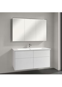 Villeroy & Boch Villeroy & Boch Finero Badm&ouml;bel Set 120 cm, Glossy White Waschtisch mit Waschtischunterschrank und Spiegelschrank