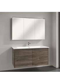 Villeroy & Boch Villeroy & Boch Finero Badm&ouml;bel Set 120 cm, Stone Oak Waschtisch mit Waschtischunterschrank und Spiegelschrank