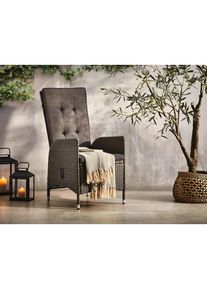 Ambia Garden Gartensessel, Grau, Dunkelgrau, Metall, Kunststoff, Textil, rund, 55x108x71 cm, Gartenm&ouml;bel, Gartensessel, Gartenst&uuml;hle