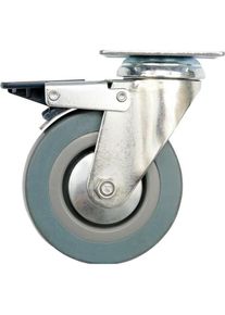 Toya, Möbelrollen, Lenkrolle mit grauem Gummi und Bremse 75 mm 87382