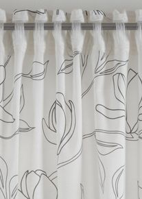 bonprix Cortina de poliéster reciclado con estampado de hojas (1 unidad), beige, Al/An: 245/135 cm