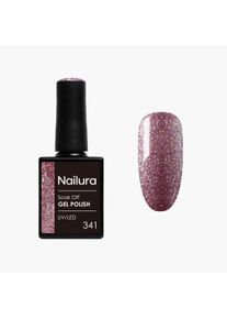 Nailura, Nagellack, - Gel Polish 341 Garnet Glitter - Deep Dusty Rose-Purple with Berry Tones - 10 ml (Pink, Gel-Effekt Nagellack)