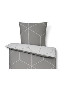 Tchibo - Pościel bawełniana premium - kolor: biały/szary