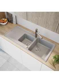 evineo line 350 &Eacute;vier de cuisine avec demi-cuve et surface de d&eacute;pose l: 116 P: 50 cm, ELD200GR,