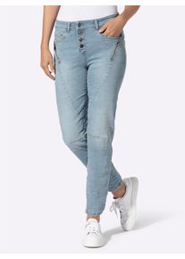 Heine Dames Jeans met deelnaden in blue-bleached ,maat 46, Witt, 98% Katoen, 2% Elastan