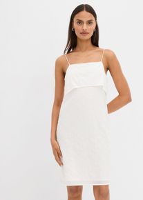 Miniklänning med paljettbroderi - vit - storlek 48 - bonprix