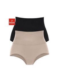 petite fleur , Damen , Formslip 2er-Pack, aus elastischer Baumwolle, Shape wear , schwarz, beige , 40/42 , 40/42 , Bodyforming Taillenslips im...