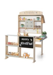 SUN , Kaufladen &raquo;Natur, wei&szlig;/grau&laquo; mit Kreidetafel , grau/wei&szlig;/holzfarben