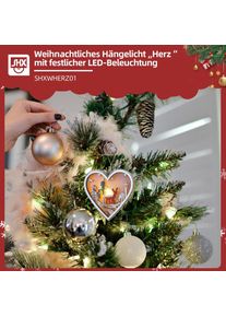 SHX , Dekoobjekt »Weihnachts-Hängelicht« LED-Licht, liebevoll gestaltetes Motiv , Braun/Weiß