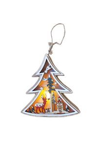 SHX , Dekoobjekt »Weihnachts-Hängelicht« LED-Licht, liebevoll gestaltetes Motiv , Braun/Weiß