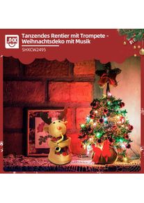 SHX , Weihnachtsfigur »Tanzendes Rentier mit Trompete« Bewegung, traditionelles Weihnachtslied , Mehrfarbig