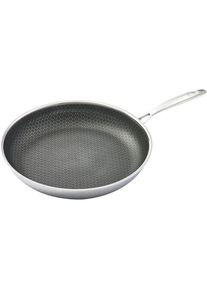 HENSSLERS , Bratpfanne Edelstahl 1 Stk. tlg. 3-Schicht Material, Wabenstruktur und Antihaftbeschichtung, Induktion , edelstahlfarben