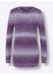 Damen Longpullover aus Melange-Garn lila-lavendel-gemustert Gr&ouml;&szlig;e 44