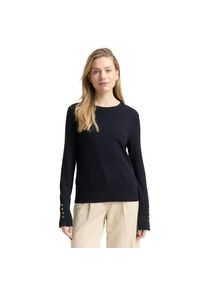 TOM TAILOR , Damen , Rundhalspullover mit Knopf-Details , sky captain blue , L , L , Pullover von TOM TAILOR