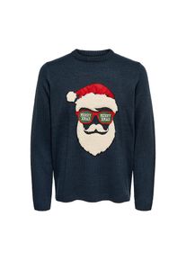 ONLY & SONS , Damen , Strickpullover »ONSXMAS 7 FUNNY BADGE JAQUARD KNIT CS« , Blue Nights Detail:SANTA SUNGLASS , XL , XL , Pullover von Only & Sons