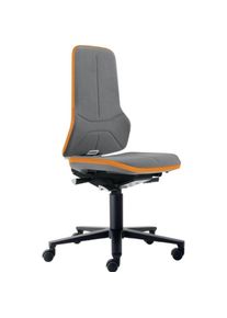bimos, B&uuml;rostuhl, Arbeitsdrehstuhl Neon Rollen Supertec-Gewebe grau orange 450-620 mm (45 - 62 cm)