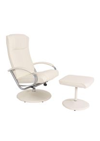 Relaxliege Relaxsessel Fernsehsessel N44 mit Hocker ~ creme-wei&szlig;