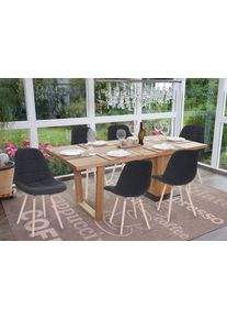 6er-Set Esszimmerstuhl HWC-A60 II, Stuhl K&uuml;chenstuhl, Retro 50er Jahre Design ~ Stoff/Textil dunkelgrau