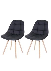 2er-Set Esszimmerstuhl HWC-A60 II, Stuhl K&uuml;chenstuhl, Retro 50er Jahre Design ~ Kunstleder schwarz
