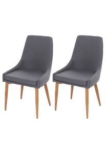 2er-Set Esszimmerstuhl HWC-B44 II, Stuhl K&uuml;chenstuhl Retro Design ~ Stoff/Textil dunkelgrau