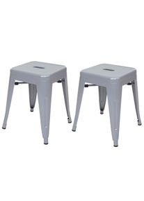 2er-Set Hocker HWC-A73, Metallhocker Sitzhocker, Metall Industriedesign stapelbar ~ grau