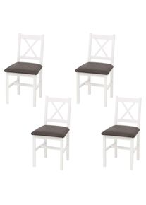 4er-Set Esszimmerstuhl HWC-F77, Lehnstuhl K&uuml;chenstuhl Stuhl, Massiv-Holz Stoff Landhaus ~ wei&szlig;, Polster grau