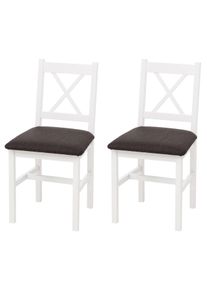 2er-Set Esszimmerstuhl HWC-F77, Lehnstuhl K&uuml;chenstuhl Stuhl, Massiv-Holz Stoff Landhaus ~ wei&szlig;, Polster schwarz