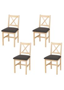 4er-Set Esszimmerstuhl HWC-F77, Lehnstuhl K&uuml;chenstuhl Stuhl, Massiv-Holz Stoff Landhaus ~ natur, Polster schwarz