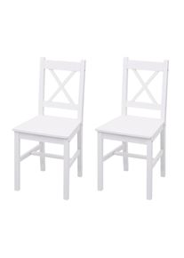 2er-Set Esszimmerstuhl HWC-F77, Lehnstuhl K&uuml;chenstuhl Stuhl, Massiv-Holz Landhaus ~ wei&szlig;