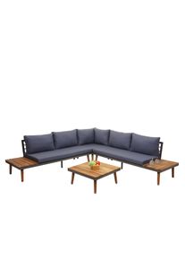 Garten-Garnitur HWC-E97, Garnitur Sitzgruppe Lounge-Set Sofa, Akazie Holz MVG-zertifiziert, grau