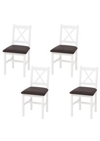 4er-Set Esszimmerstuhl HWC-F77, Lehnstuhl K&uuml;chenstuhl Stuhl, Massiv-Holz Stoff Landhaus ~ wei&szlig;, Polster schwarz