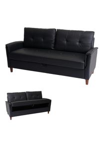 3er Sofa HWC-H23, Loungesofa Dreisitzer Couch, Stecksystem Staufach ~ Kunstleder, schwarz
