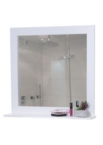 Wandspiegel HWC-F75, Badezimmer Badspiegel Spiegel, Ablagefläche Landhaus 58x59x12cm weiß