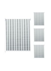 4er-Set Rollo HWC-D52, Fensterrollo Seitenzugrollo Jalousie, 120x230cm Sonnenschutz blickdicht ~ grau/wei&szlig;