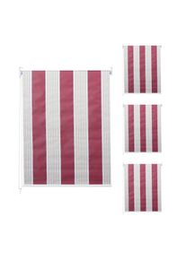 4er-Set Rollo HWC-D52, Fensterrollo Seitenzugrollo Jalousie, 120x230cm Sonnenschutz blickdicht ~ rot/wei&szlig;/beige