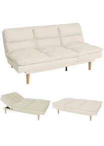 Schlafsofa HWC-M79, G&auml;stebett Schlafcouch Couch Sofa, Schlaffunktion Liegefl&auml;che 180x110cm ~ Stoff/Textil creme