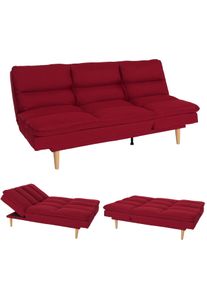 Schlafsofa HWC-M79, G&auml;stebett Schlafcouch Couch Sofa, Schlaffunktion Liegefl&auml;che 180x110cm ~ Stoff/Textil bordeaux