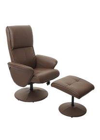 Relaxsessel Helsinki, Fernsehsessel Relaxliege TV-Sessel mit Hocker ~ Kunstleder, taupe