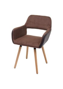 Esszimmerstuhl HWC-A50 II, Stuhl K&uuml;chenstuhl, Retro 50er Jahre Design ~ Kunstleder/Stoff, hellbraun, helle Beine