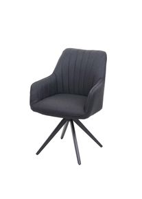 Esszimmerstuhl HWC-H73, K&uuml;chenstuhl Stuhl Armlehnstuhl, Retro Stahl Stoff/Textil ~ dunkelgrau