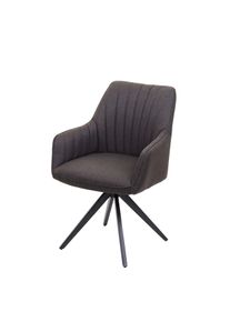 Esszimmerstuhl HWC-H73, K&uuml;chenstuhl Stuhl Armlehnstuhl, Retro Stahl Stoff/Textil ~ grau-braun