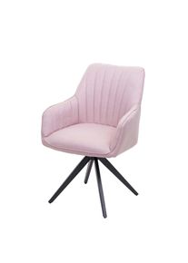 Esszimmerstuhl HWC-H73, K&uuml;chenstuhl Stuhl Armlehnstuhl, Retro Stahl Stoff/Textil ~ rosa