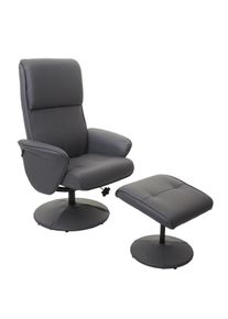 Relaxsessel Helsinki, Fernsehsessel Relaxliege TV-Sessel mit Hocker ~ Kunstleder, mattgrau