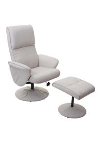 Relaxsessel Helsinki, Fernsehsessel Relaxliege TV-Sessel mit Hocker ~ Stoff/Textil, creme-beige