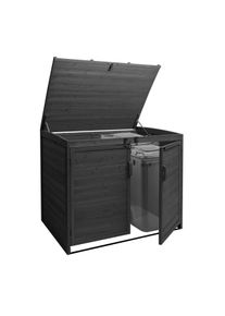 XL 2er-/4er-M&uuml;lltonnenverkleidung HWC-H75, M&uuml;lltonnenbox, erweiterbar 120x137x104cm Holz MVG-zertifiziert ~ anthrazit