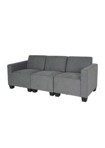 Modular 3-Sitzer Sofa Couch Lyon, Stoff/Textil ~ grau
