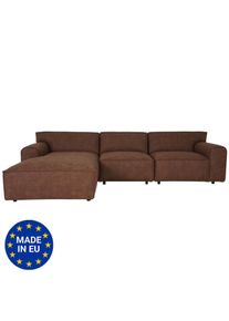 Ecksofa HWC-J59, Couch Sofa mit Ottomane links, Made in EU, wasserabweisend 295cm ~ Kunstleder braun