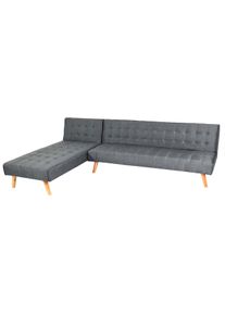 Ecksofa HWC-K38, Sofa Klappsofa, Liegefl&auml;che links/rechts, Stoff/Textil Massivholz MVG-zertifiziert 256cm ~ dunkelgrau